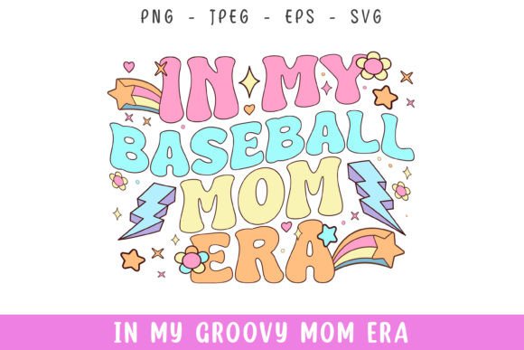 Groovy Baseball Mom SVG for Crafts & Graphics