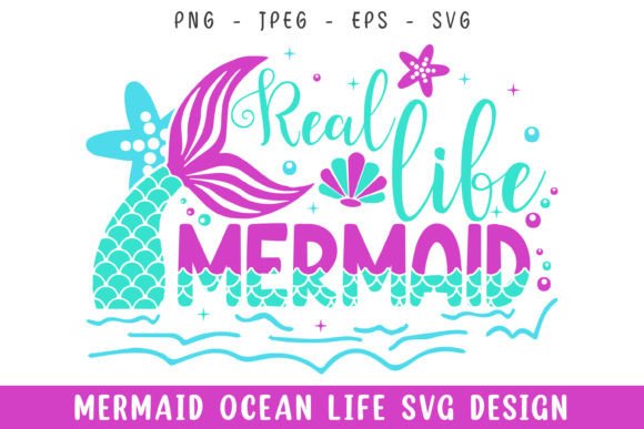 Real Mermaid Ocean Life Design Svg